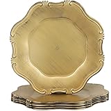 Leemxiiny Gold Charger Plates Set of 6, Decorative Table Plastic Chargers for Dinner Plates, Party, Wedding, Thanksgiving, Christmas, 22G