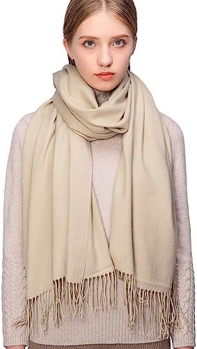 RIIQIICHY Scarfs for Women Winter Beige Pashmina Shawls and Wraps for Evening Dresses Warm Large Scarves Wedding Shawl