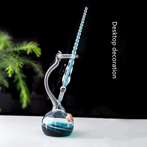 Earlyred Handmade Glass Dip Pen Holder Crystal Drip Fountain Pen Feather Pen Color Ink Washing Pen Office Student Gift (Calligraphy Pen Set) #TOP6