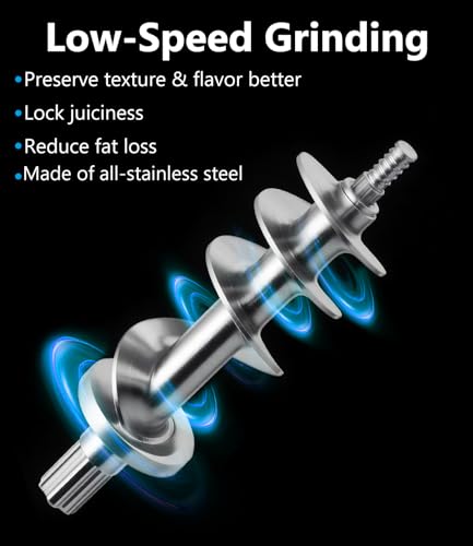 Image of #12 Electric Meat Grinder 1.3HP Grind Chicken Bones and Frozen Meat 950W | Full Stainless Steel, Home & Commercial Use, With Sausage Stuffer Tube, Large Tray, Heavy-duty, Low-Speed Grinding