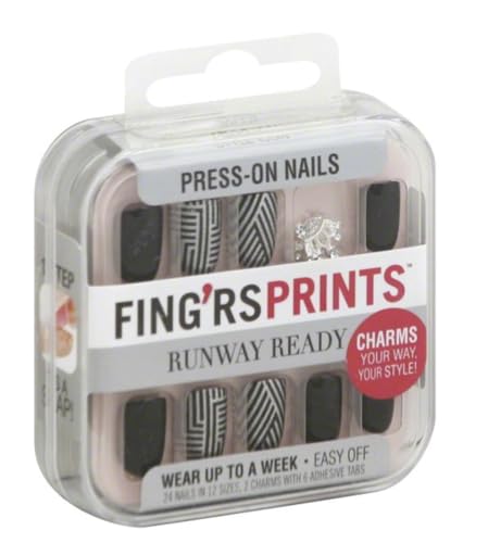 Fing'rs Fing'rsprints Pre-Glued Nails, Runway Ready Style Icon, 24 Count,31052