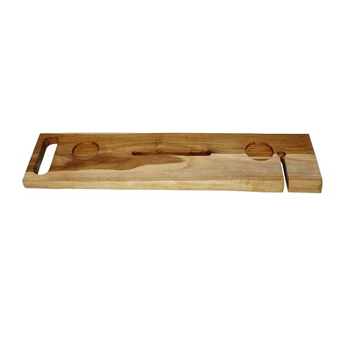 EcoDecors Eleganto 36" Live Edge Solid Teak Bath Caddy Tray