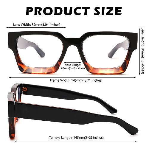 Image of Braylenz Square Thick Frame Blue Light Glasses for Men Women Fashion Clear Computer Eyeglasses
