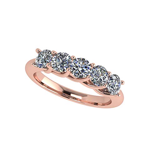 NANA 10 Karat Rose Gold lucita 5 stone Swarovski Zirconia Simulated Diamond Band - Size 4