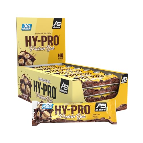 ALL STARS Hy-Pro Big Protein Bar 24 x 100g Banana Bread - Leckerer Riegel mit 30g Eiweiß & 22g Kohlenhydraten, Trainingssnack mit Milcheiweiß & Whey Protein