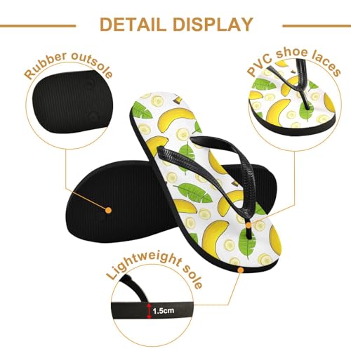 Banana Leaf White Flip Flops for Beach Thong Sandals Anti-slip Lightweight Shower Shoes for Summer Outdoor Travel3