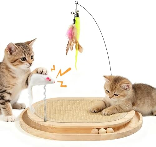 Cat Scratcher, Natural Sisal Scratching Pad, Kitten Interactive T...