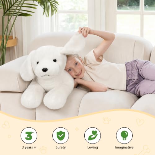 Image of BENINY Giant Dog Lab Stuffed Animal 31.5 Inch, Big Realistic Stuffed White Labrador Dog Plush Toy, Puppy Throw Pillow Gift for Kids