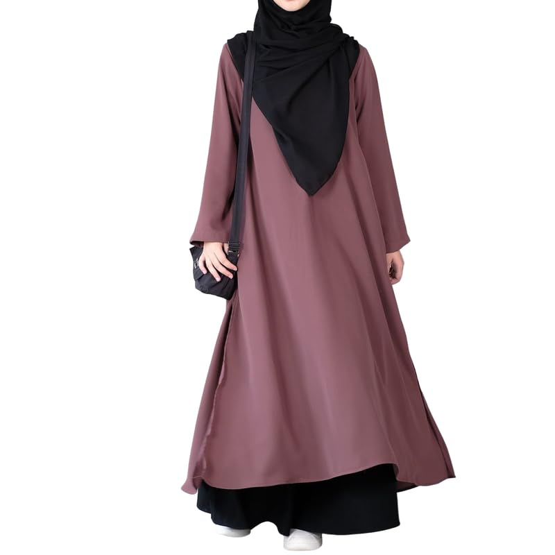 Two Pieces Abaya Dress with Zip On Front made with Nida Matte Fabric - Knee length Burqa for Women and Girls-image-36