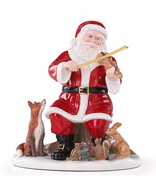 Statuette Père Noël Fiddling Lenox 2017 en porcelaine fine et détails peints à la main