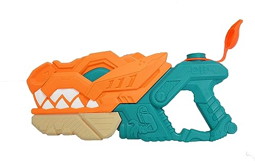 Dino-Blaster 3D Dinosaur Toy Water Blaster Squirt Gun for Boys Girls Kids (Orange Blue)