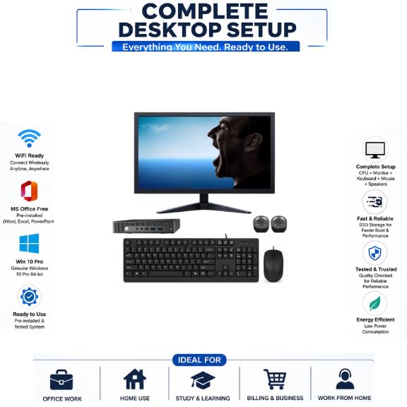 Image of 𝗛𝗣Tiny Model 600 G2 Desktop Combo | 19 inch FHD Monitor | 𝗜𝗡𝗧𝗘𝗟i5-6500T 6th Gen Processor |8GB DDR4 RAM |256GB SSD | Win 10 /11 Pro | WiFi | MS Office | HDMI /VGA /DVI /USB | A+ Condition Tiny (Refab.)