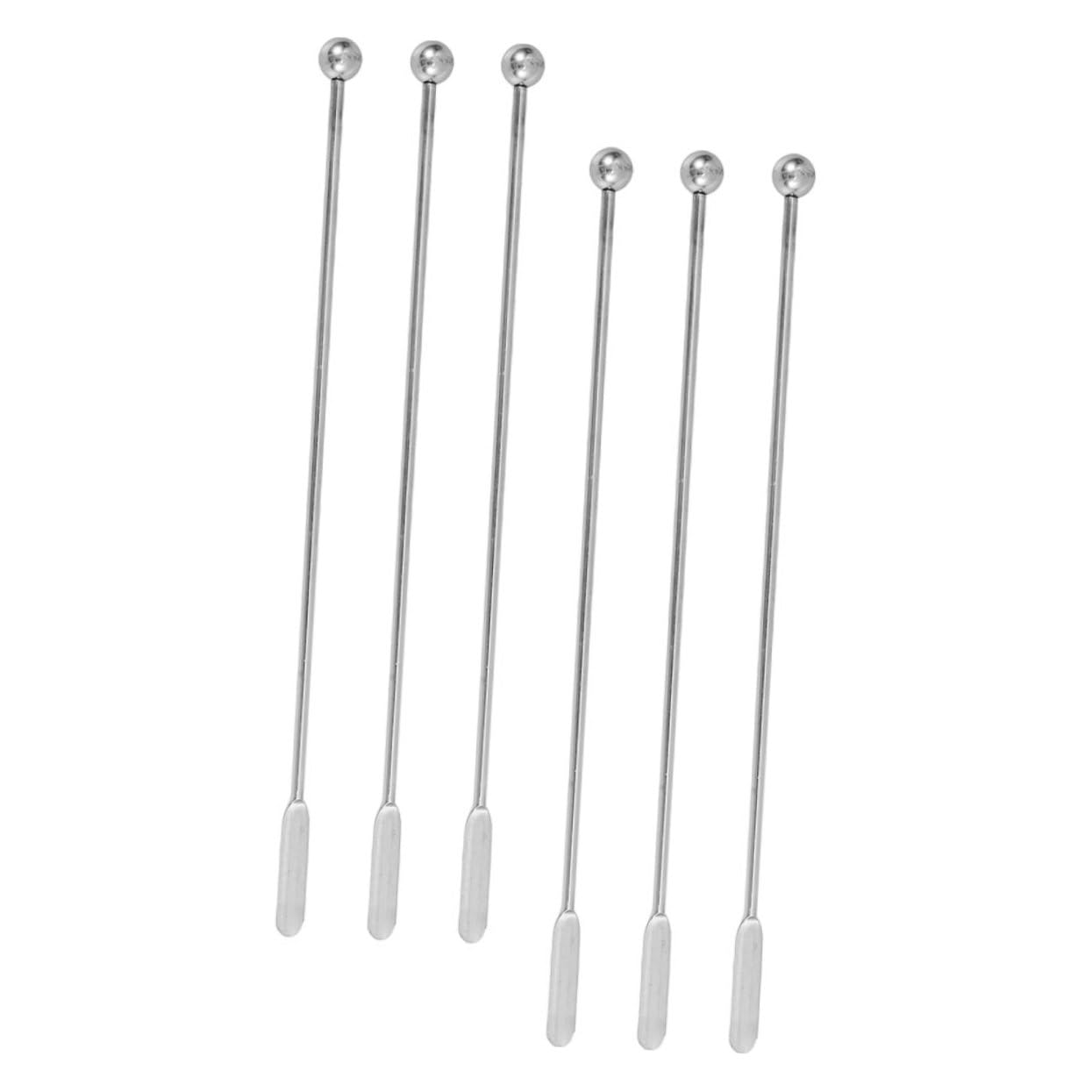 Abaodam 6Pcs Stainless Stirring Sticks Reusable Swizzle Sticks Portable Cocktail Rods for Home Parties Outdoor Use Stylish Durable Drink Mixers