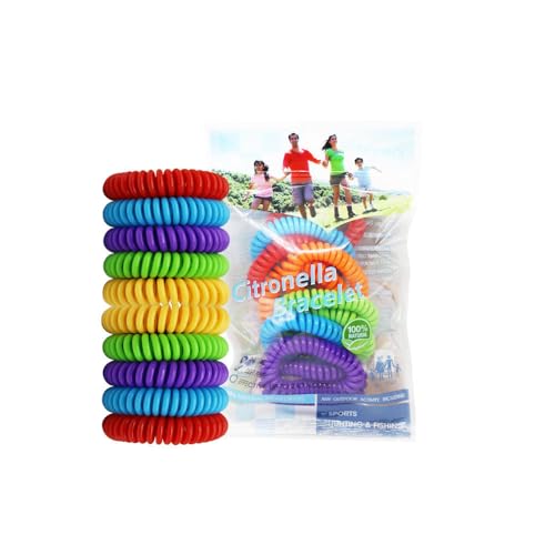 TIENDIFY Pulseras Antimosquitos Citronela, Repelente para Adultos y Niños, Aceites Esenciales, Resistentes al Agua, Exterior Camping Playa Jardín Senderismo, Pack 10 Unidades