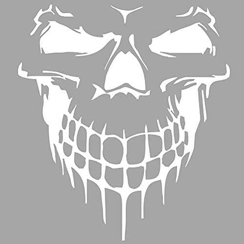 Image of Skull Graphic Car Hood Sticker Self-Adhesive Vinyl Graphics Decals Universal Scratch Hidden Car Sticker 19.68'' x 21.65'', White