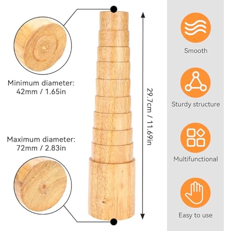 Cyrank Wooden Step Bracelet Mandrel, Ring Sizer Measuring Tool Oval Sizing Wrapping Tool Jewelry Ring Sizer Mandrel for Jewelry Finger Ring Making