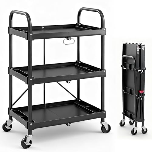 DUMOS 3-Tier Folding Service Cart