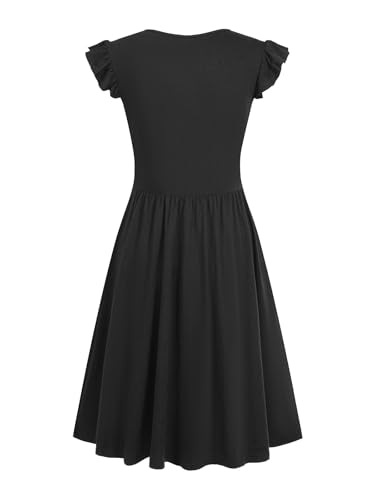 Image of HELYO Women's Summer Dresses Cute V Neck Ruffle Sleeve Cocktail Short Work Casual Dress with Pockets 648