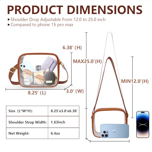 Clear Bag Stadium Approved, Clear Crossbody Bag for Women Small Purses with Adjustable Strap for Concerts Sports Festivals2