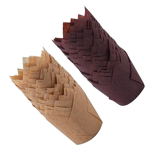 FUNNETOYU 200 piezas Moldes para Hornear Muffins Forma de Flor Resistente al Calor Antigrasa Papel de para Cupcakes y Magdalenas Cafeterías Pastelerías Fiestas Cumpleaños Marrón Oscuro