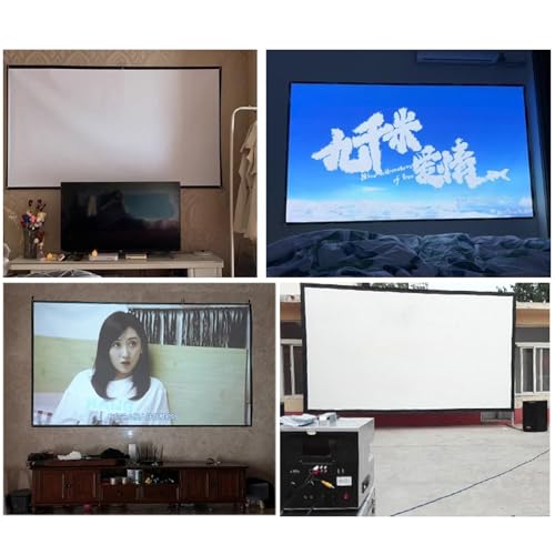 Projector Curtain, Projector Screen 72 inch 16:9 Pantalla de proyección portátil blanca suave de poliéster miniatura 6