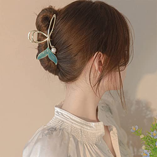 Image of PALAY Hair Claw Clip for Women Large Stylish Mermaid Pearl Hair Clip Clutcher Ladies Non-Slip Metal Hair Jaw Clips, Strong Hold Elegant Bun Hair Styling Clamp Hair Accessories Gift