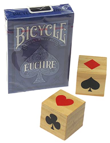 Bicycle Euchre Playing Cards Bundle - 2 Euchre Decks in 1 Box with 2 Suit Marker Dice
