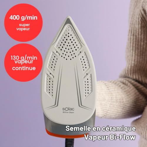 Solac - Centrale vapeur 3000W | 7 bars | Coup de vapeur 400 g/min | Vapeur continue 130 g/min | Réservoir 1,5 L | Semelle Bi-Flow Steam | Technologie Smart | Antigoutte | Autonettoyage – vue 5