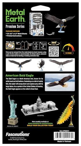 Metal Earth Premium Series American Bald Eagle 3D Metal Model Kit Fascinations - Image 7