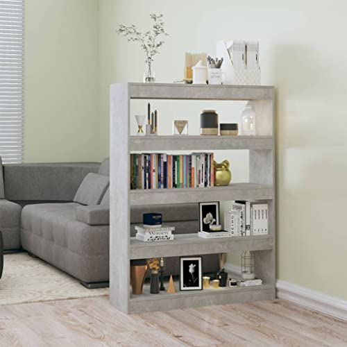 GCHDHAPB Estantería para el hogar, estanterías y estantes de pie, armario para libros, divisor de habitaciones, color gris hormigón, 100 x 30 x 135 cm