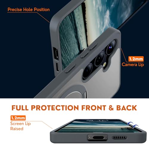 Image of AIBEX Back Cover OStand for Samsung S26 5G MagSafe Compatible | Ring Kickstand with Magnetic Alloy Ring Metal | Wireless Charging Support | Scratch Resistant Slim Thin | Armor Protection Case - Grey