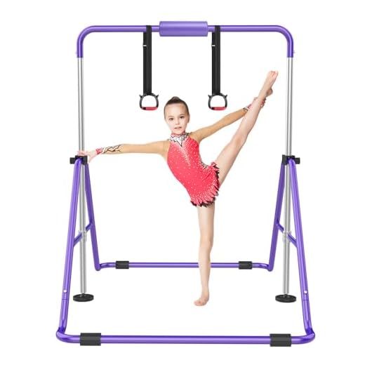 RINREA Gymnastic Bars for Kids with Adjustable Height, Folding Gymnastic Training Kip Bar, Junior Expandable Horizontal Monkey Bar for Home