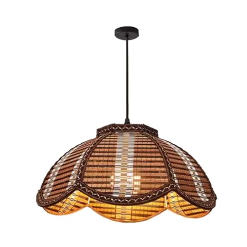Suspension en rotin 40 cm lustre floral osier marron pour restaurant
