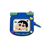Soft Silicone Phone Shaped Case with Ring for Apple AirPods 1 2 3 4 Pro Buzz Lightyear Crayon Shin-Chan 3D Cartoon Anime Cute Lovely Adorable Fun Girls Kids (Blue, for AirPods Pro)