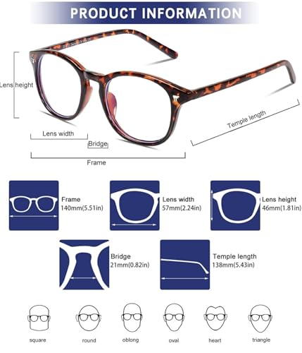 Image of ARICKS Round Blue Light Blocking Blue Cut Anti Glare Round Glasses Men and Women for Eye Protection from UV by Computer /Tablet /Laptop /Mobile