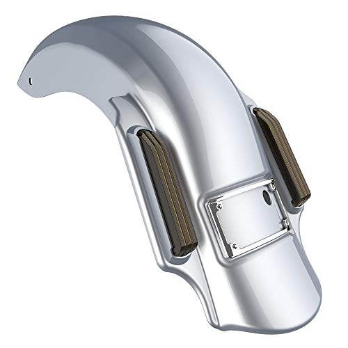 Advanblack Dominator Stretched Rear Fender, Smoke Lens, Chrome License Plate Holder Fit For Harley, Street Glide, Road Glide, 2014-2020 (Barracuda Silver(Glossy)) #TOP6