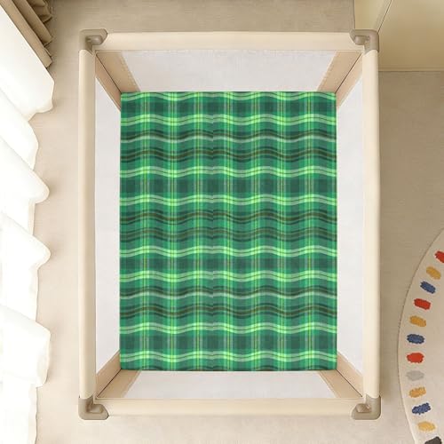 Drap de lit bébé en coton doux vert extensible pour éviter les plis inconfortables - 8