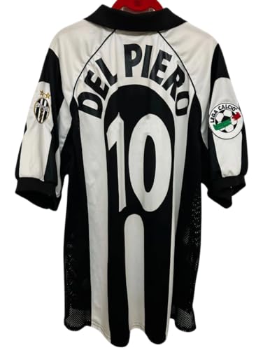 DEL Piero Retro Jersey CAMISTE 1997-1998 Full Patch Black&White Color (L)