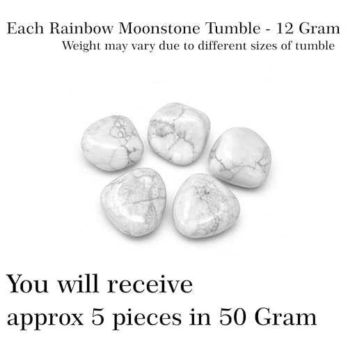 Image of Rainbow-Moonstone Tumble Stone | 50 gm Tumbled Gemstones | Reiki Healing Stones | Home Decor Pebbles | Aquarium Gravel | Garden & Table Dcor