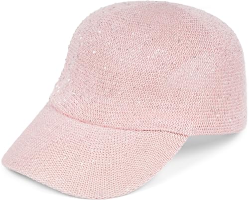 Casquette d'été pour femmes en tissu uni brillant pailleté et visière légère de loisirs