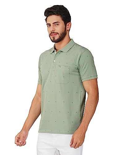Image of PRORIDERS Half Sleeve Cotton Blend Regular Fit Men's Polo with Snap Button and Floral Print for Casual wear T-Shirt