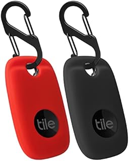 Aocar Silicone Case for Tile Pro 2022 Tracker, Soft Flexible Scratch Resistant Cover with Carabiner (2 Pack Red+Black)