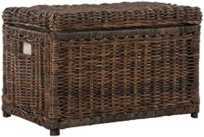 happimess HPM9002A Elijah 30" Wicker Storage Trunk, Collapsible for flat storage, Rattan-Sarang Buaya, Coastal for Office, Dorm Room-LivingRoom, Bedroom, Dining Room, Brown