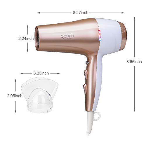 Professional Ionic Salon Hair Dryer, Powerful 1875W Low Noise Fast Drying Blow Dryer, Ceramic Tourmaline Lightweight Hairdryer with Concentrator Nozzle & Cool Button,2 Speed and 3 Heat Setting