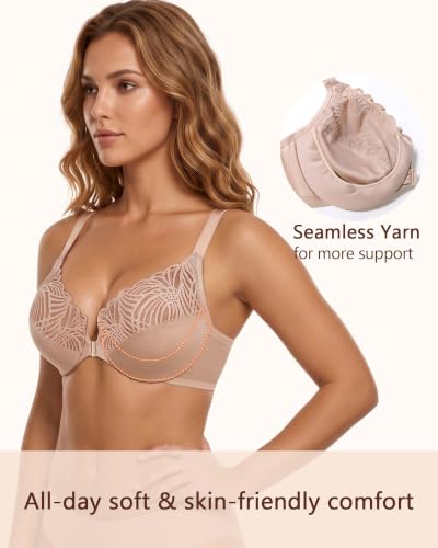 Image of Lemorosy Women's Full Figure Front Closure Racerback Underwire Everyday Bra