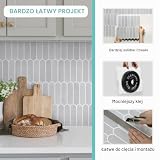 Commomy Grubsze płytki samoprzylepne do kuchenne i łazienkowe | Naklejki na płytki 3D winylowe Metro Płytki samoprzylepne Folia kuchenna na ścianę, 10 sztuk, 30,5 x 30,5 cm
