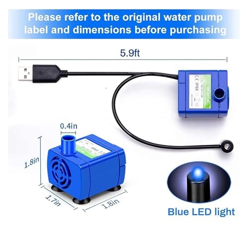 Bomba de agua con luz LED para fuente de gatos miniatura 7