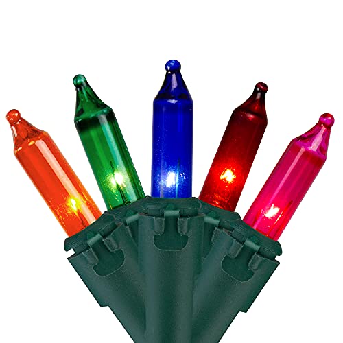 50-Count Multi-Color Mini Christmas Light Set, 10ft Green Wire