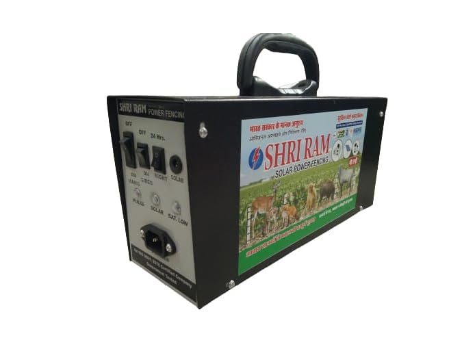 SHRI RAM (15 KV 60 Acre) Machine Solar Fence Energizer Security System | Solar Power Fencing System for Agricultural Farms