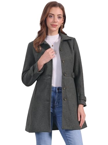 Image of Allegra K Women's Winter Classic Overcoat with Pockets Single Breasted Coat | Soft pea coat, Fully lined outerwear, Trendy, Fall office peacoat, Warm casual holiday everyday wear,